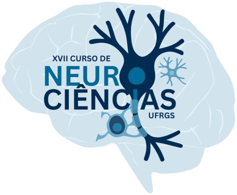 Logotipo do XVII Curso de Neurociências da UFRGS, com ilustração de cérebro